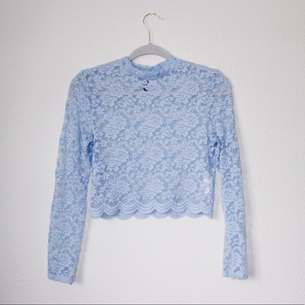 ✨ Sheer Blue Lace H&M Top